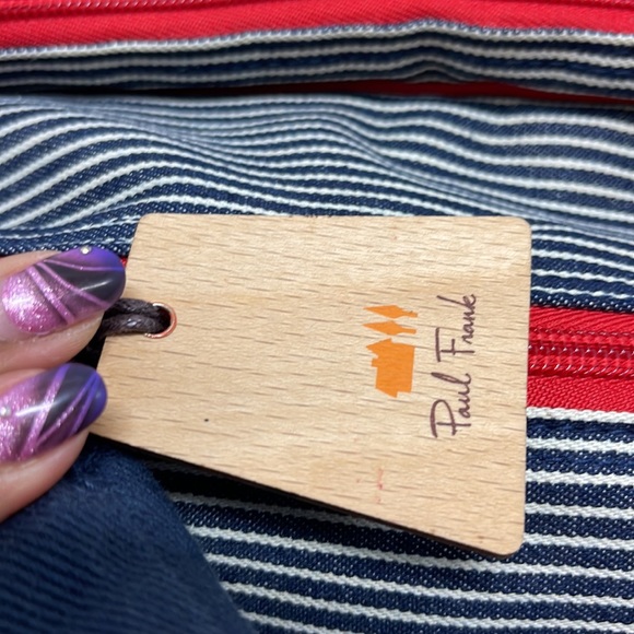 Paul Frank Large Nautical Weekender W/ Removeable Shoulder Strap Red/White/Blue - Picture 3 of 8